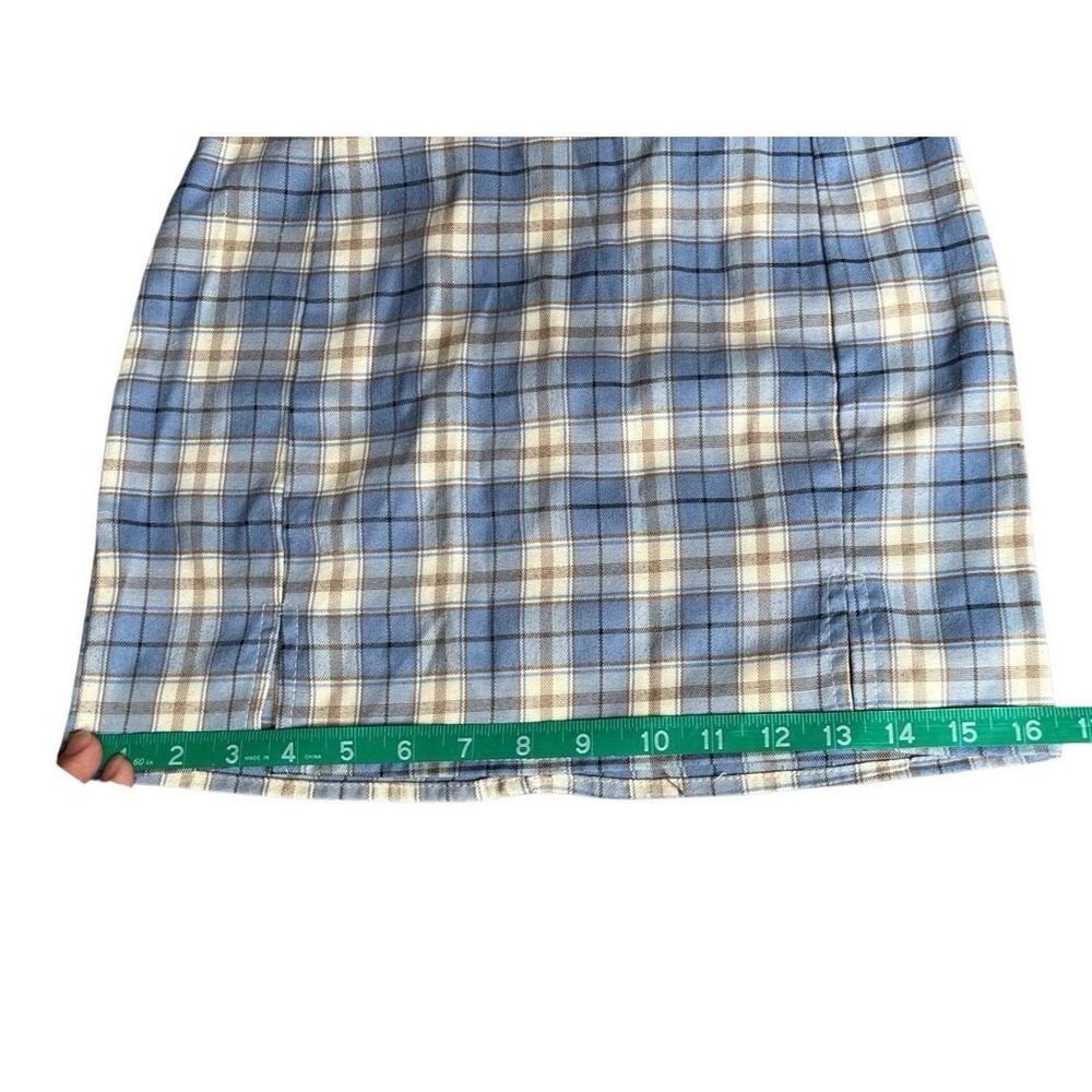 Shein Blue Cream Plaid Mini Skirt - sz xs - Picture 12 of 13